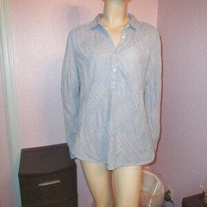 Sundance Patchwork Henley Top Size M Embroidered Pintuck Long Sleeve Cotton Boho